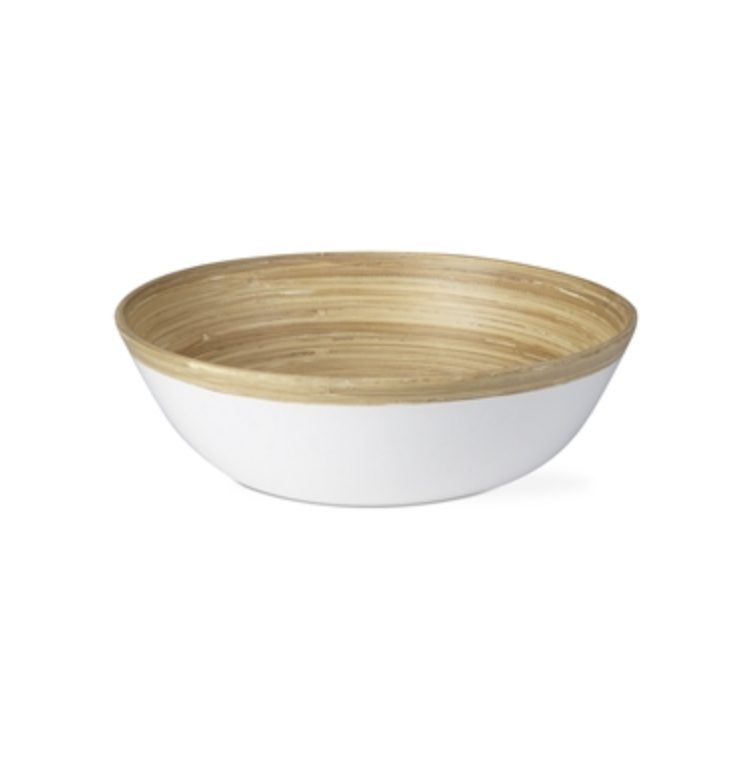 Bamboo Lacquer Serving Bowl Large - White