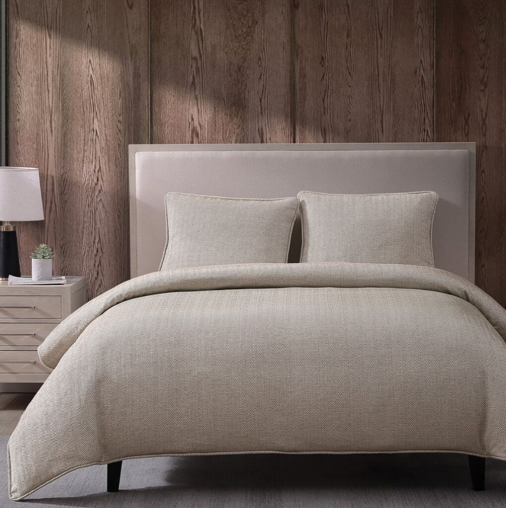 Chenille Herringbone sand Duvet cover set by HiEnd Accents