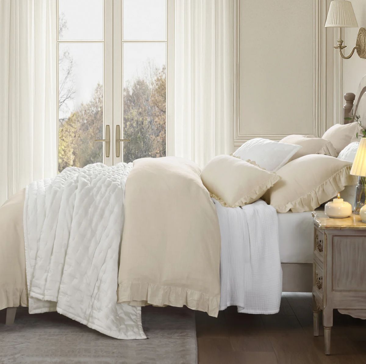 Eucalyptus Pintuck Quilt Set - Full/Queen (ivory) - Image 3