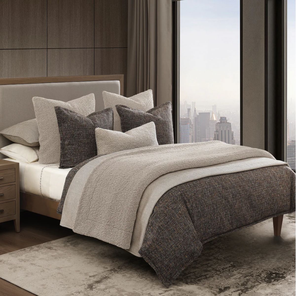 Tweed Duvet Cover Set - Full/Queen (brown) - Image 2