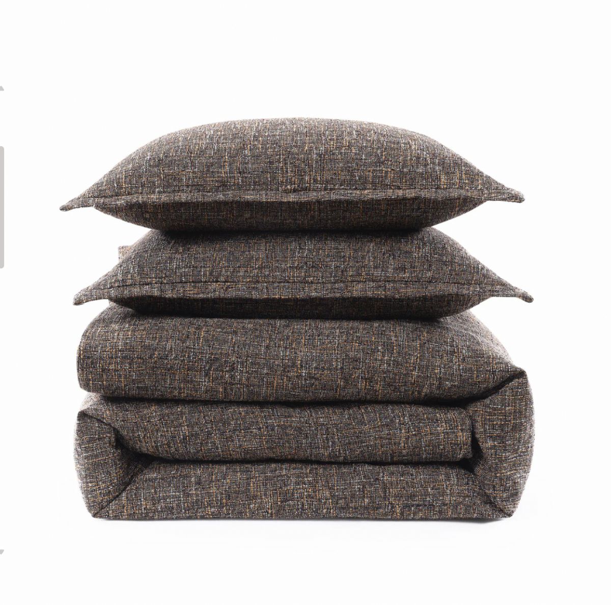 Tweed Duvet Cover Set - Full/Queen (brown) - Image 4