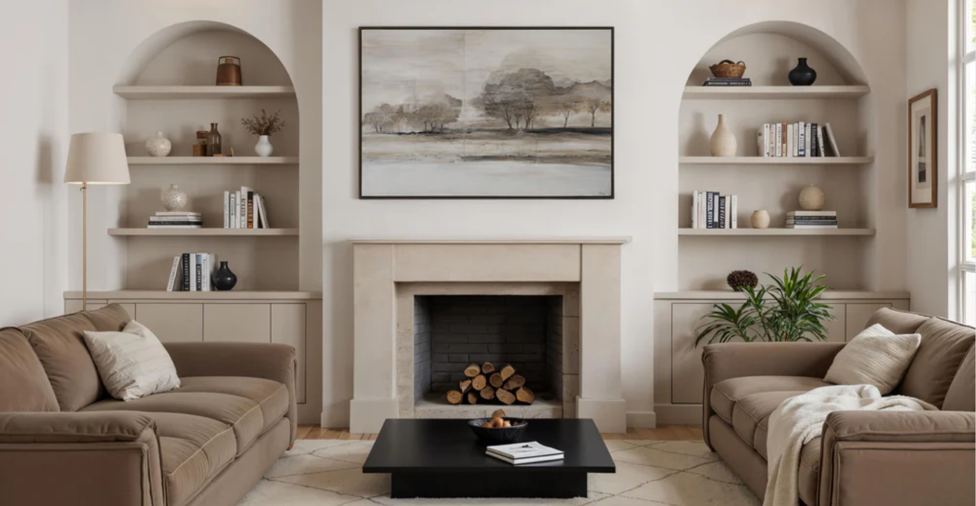 Carefully selected pieces for shelving complete a room